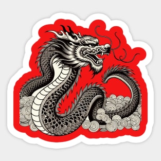 Mystical Dragon Line Art Sticker